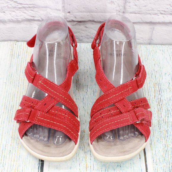 Earth Origins Sammie Red Suede Open Toe Adjustable Strappy Sandals Size 7 M - Picture 5 of 9